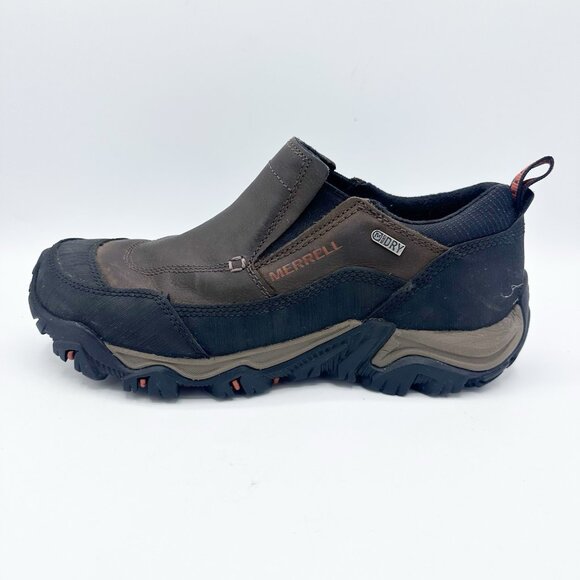 Merrell J21139 Polarand Rove Moc Men Size 8.5 Brown Waterproof Ice Grip Soles